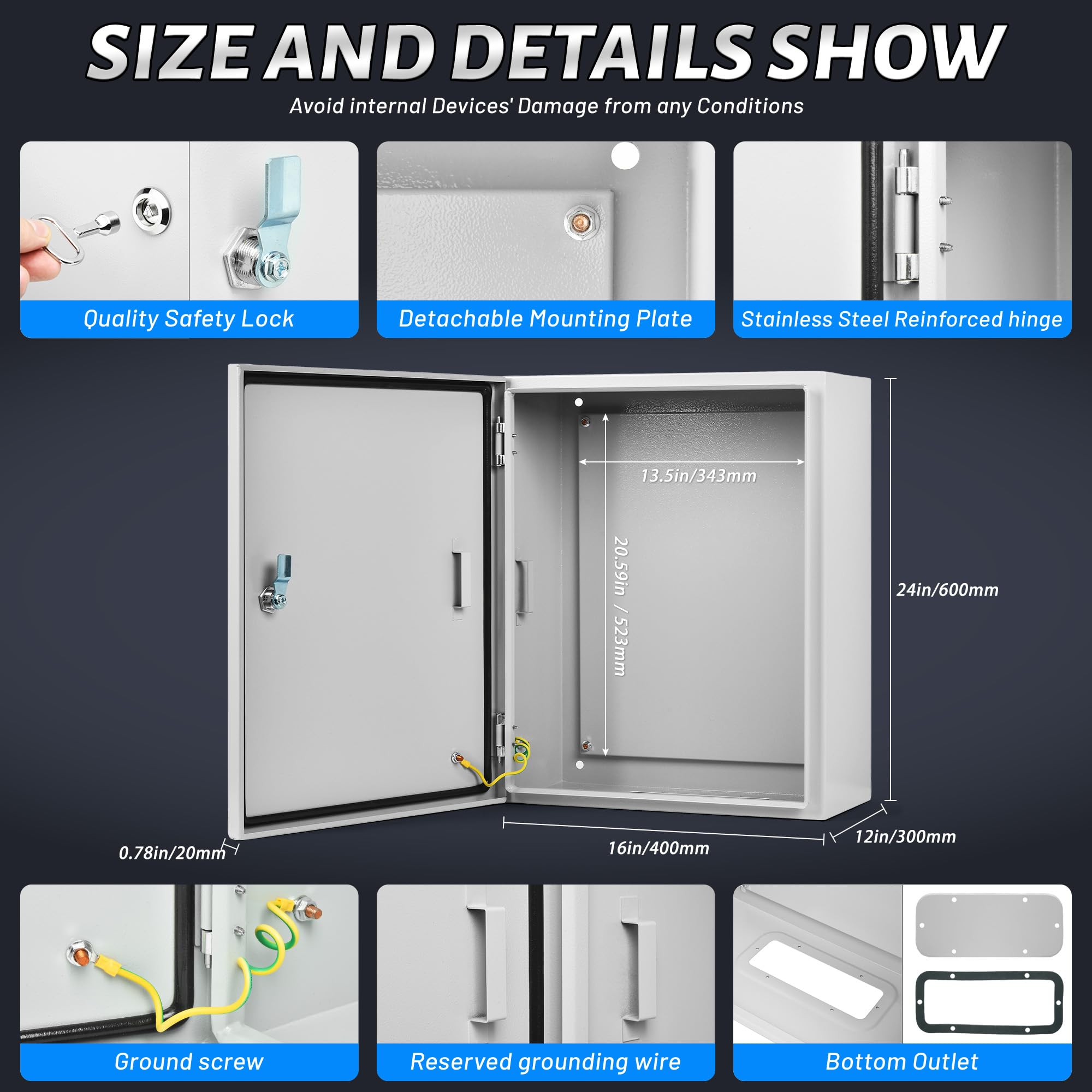 Steel Electrical Junction Box - Waterproof & Lockable -5