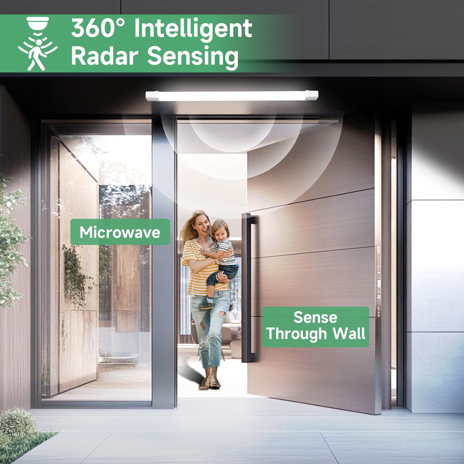 Fluorescente LED 115cm con Sensor de Movimiento,40W 4000LM Tubo LED,6500K Blanco frío Barra de Luz,Tubo Fluorescente para Sótano Balcón Pasillo Garaje