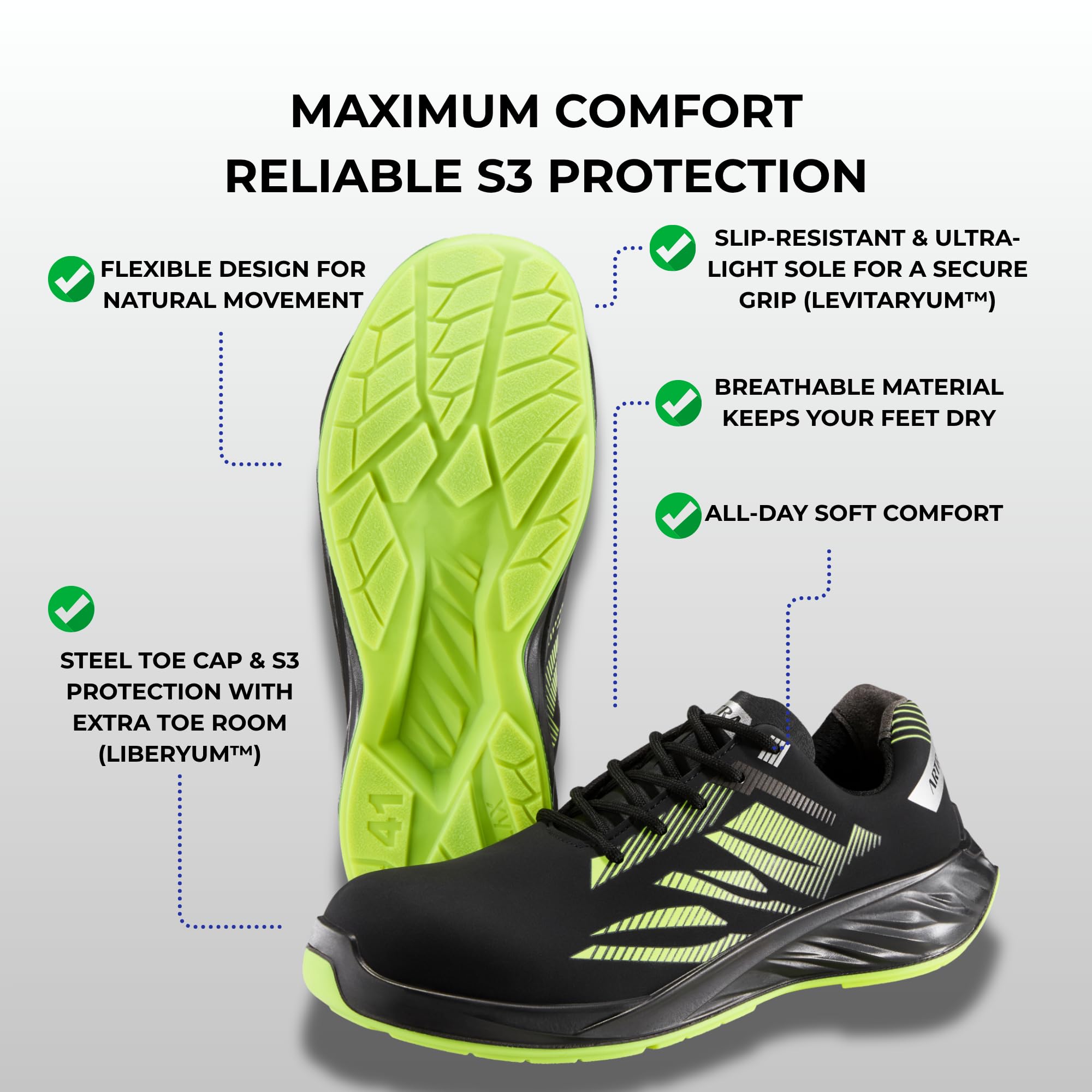Artra Ardor Scarpe antinfortunistiche S3L ESD - Scarpe da lavoro senza metallo con cappuccio composito, antiscivolo, anti-perforazione