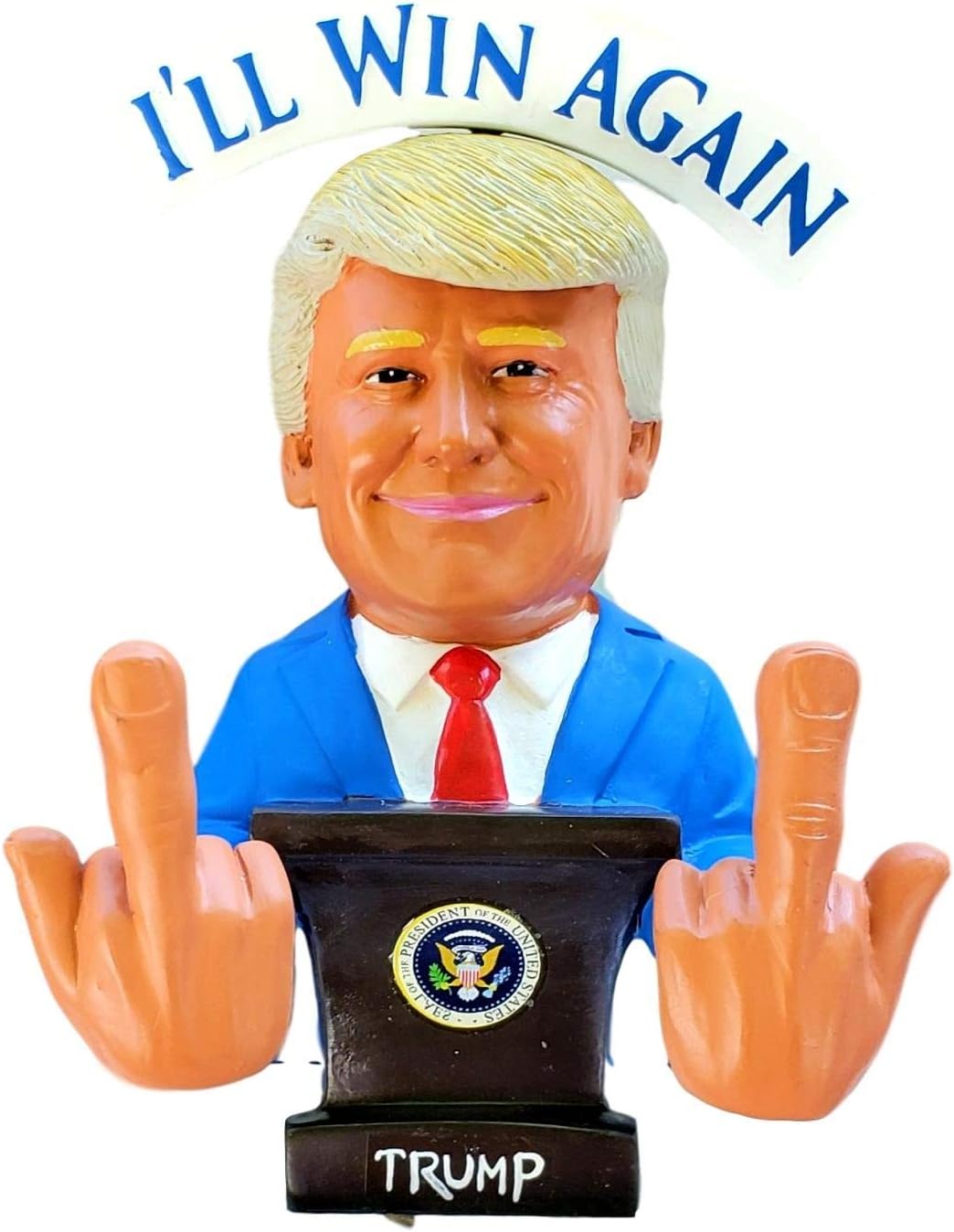 This Bobblehead Trump Has A Bobbling Middle Finger Instead of Head | Hey Biden Hey Creepy / Sleepy Joe | Trump 2024 Election #MAGA : Toys & Games