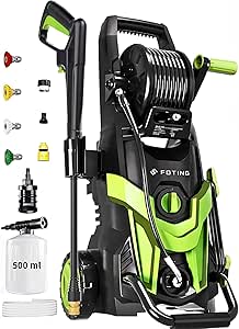 Pressure Power Washer 4500 PSI with 4 Nozzles, Foam Cannon, and Accessories - Green