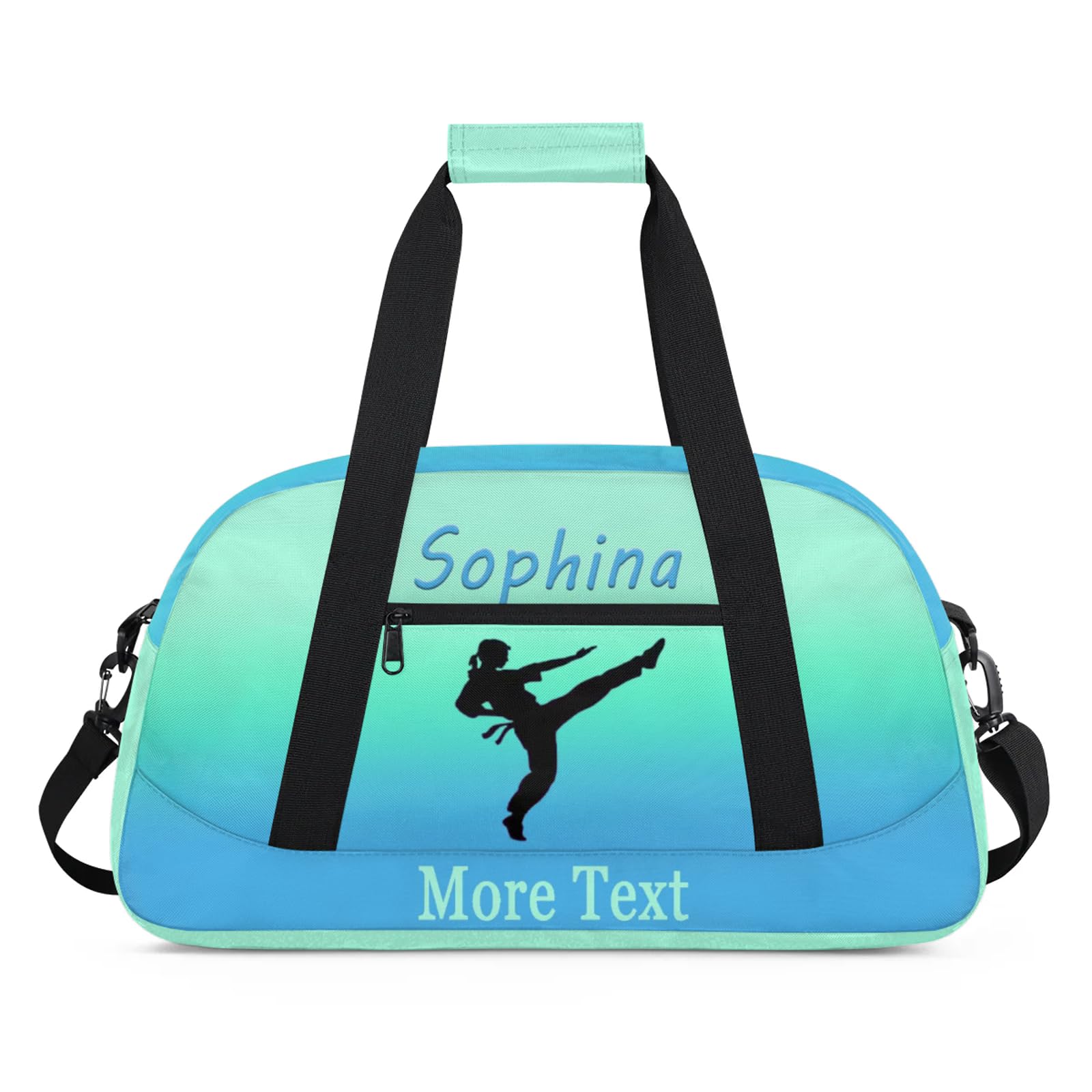 Personalized Kids Martial Arts Bag for Girls Boys Blue Martial Arts Custom Name Travel Duffle Bags Customize Sport Gym Bag Overnight Sleepover