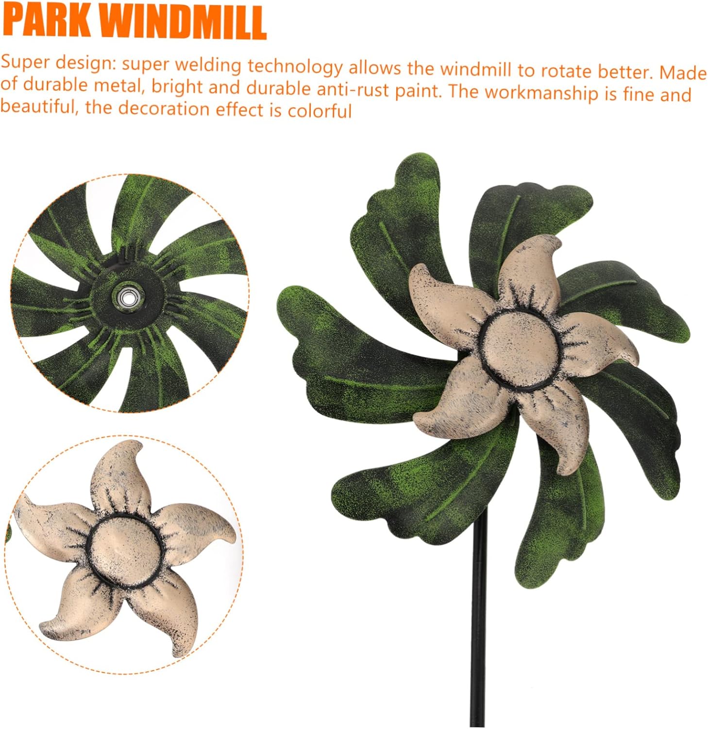 SUPVOX Garden Windmill Toy Decorative Iron Windmill Rotating Spinner for Outdoor Garden Decor