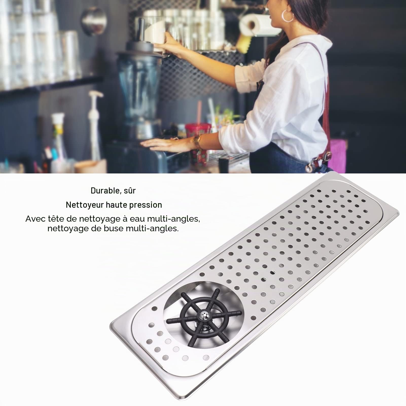 Rinceuse De Pichets, Rince-Verre En Acier Inoxydable Pour évier De Cuisine Avec Pulvérisateur, égouttoir Et Plateau D'égouttage, Nettoyeur De Tasses à Haute Pression Pour Bar (Inox Couleur B)