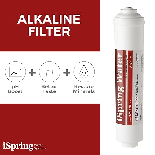 Miniatura 3 de iSpring FA15US Premium Cartucho de filtro de agua alcalino universal en línea de 10 pulgadas con calcita para ósmosis inversa RO System, pH+,