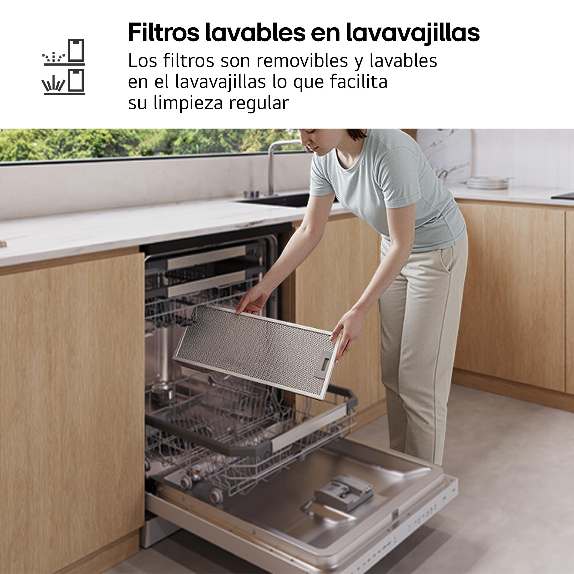 LG HT3Z2413S - Campana Extractora Integrable 60 cm, Extraíble, 600 m³/h, 2 Niveles de Potencia, Filtros Lavables, Color Inox [Clase de eficiencia energética C]