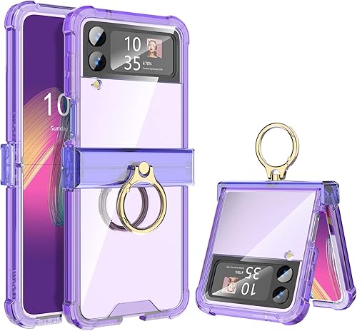 Funda para Galaxy Z Flip 3 con protección de bisagra transparente para Samsung Flip 3 con función atril cubierta protectora para Samsung Galaxy Z