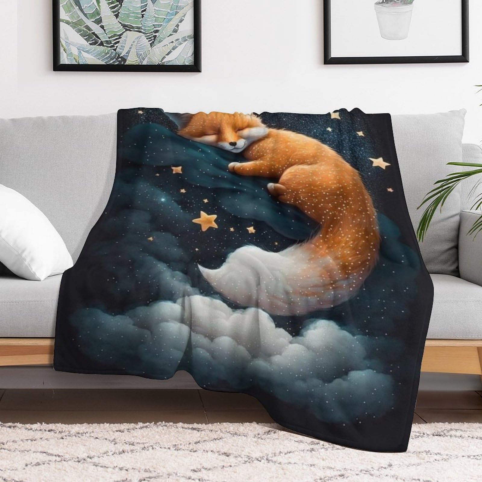 Premium Wohndecke - Fuchs Decke Flannel - Extra Weiche TV- Decke Vier Jahreszeiten Wohndecke Dicke Couchdecke Für Bett/Sofa （180×200cm）