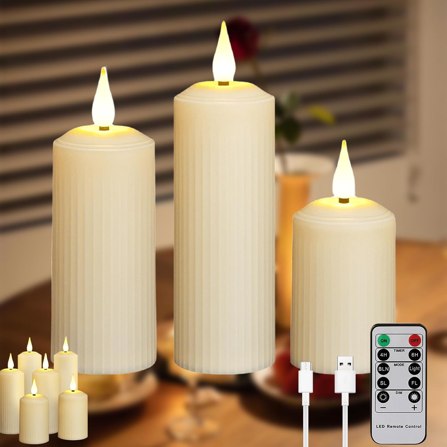 Wisdom Line LED-Kerzen 8er Set - Wiederaufladbare Flammen-Imitiation Ohne Echtes Feuer