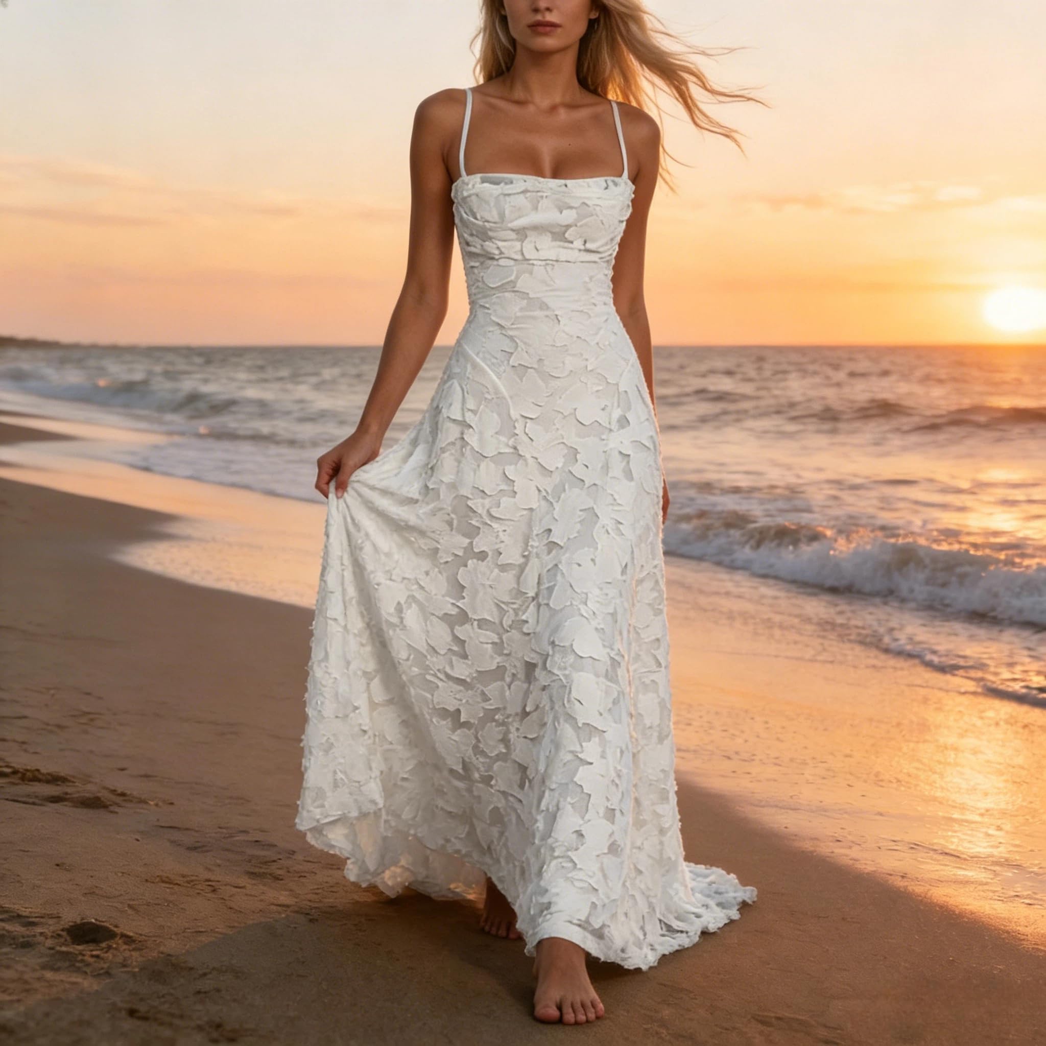 Robe de Bal Dentelle Longue Robe Demoiselle D'honneur Femme Florale Jacquard Chic et Elegante Maxi Dress Bretelles Spaghetti Mousseline Corset Dos Nu Fête Festive Cocktail Gala Ceremonie Mariage Robes