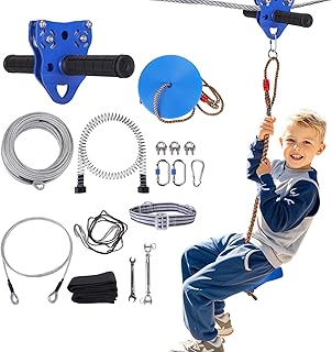 150 FT Zipline for Backyard Kids and Adults, Adjustable Zip Line Kit for Adult