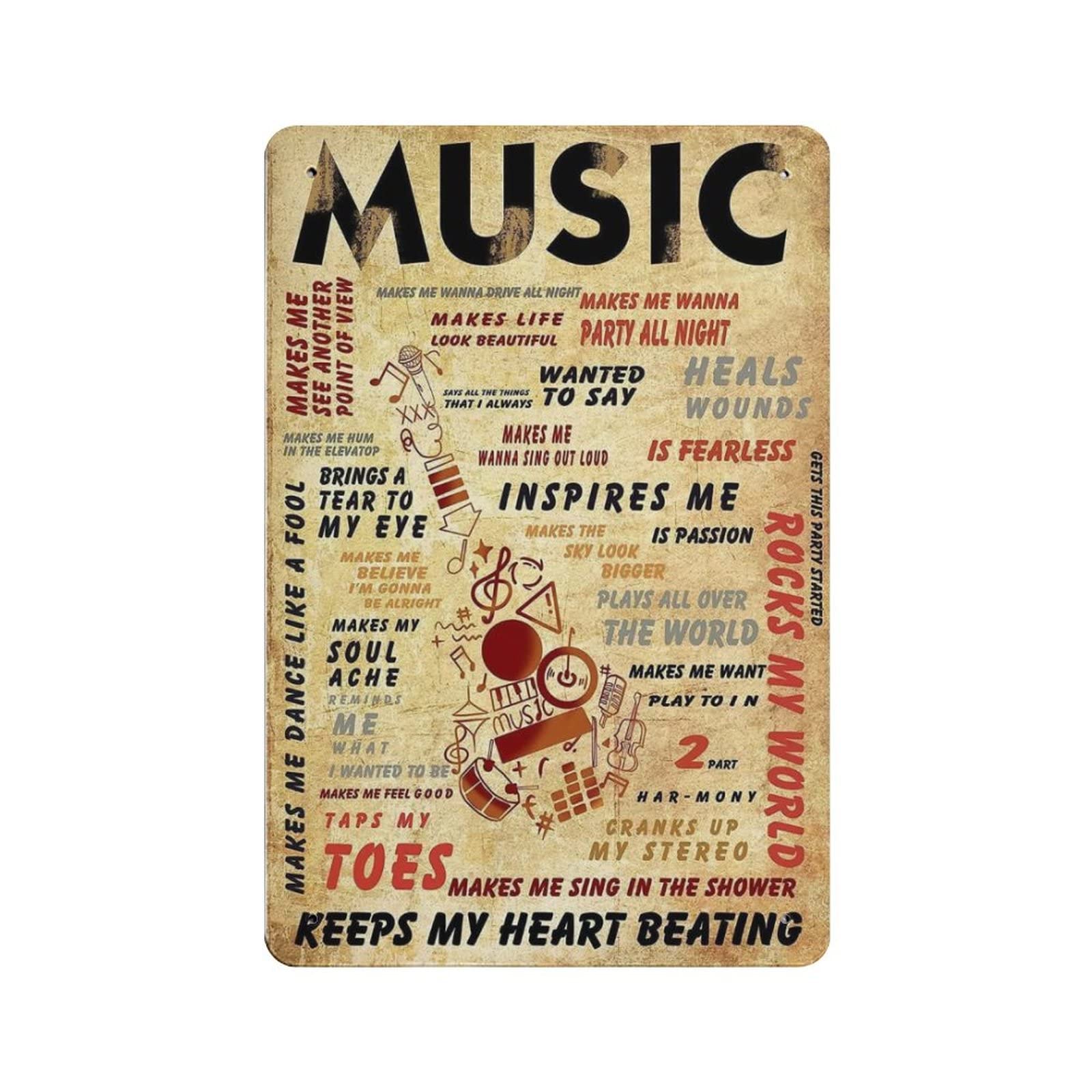 Hioni Chitarra Targa Vintage Poster Da Parete Decorazione da parete in metallo targa fuori porta