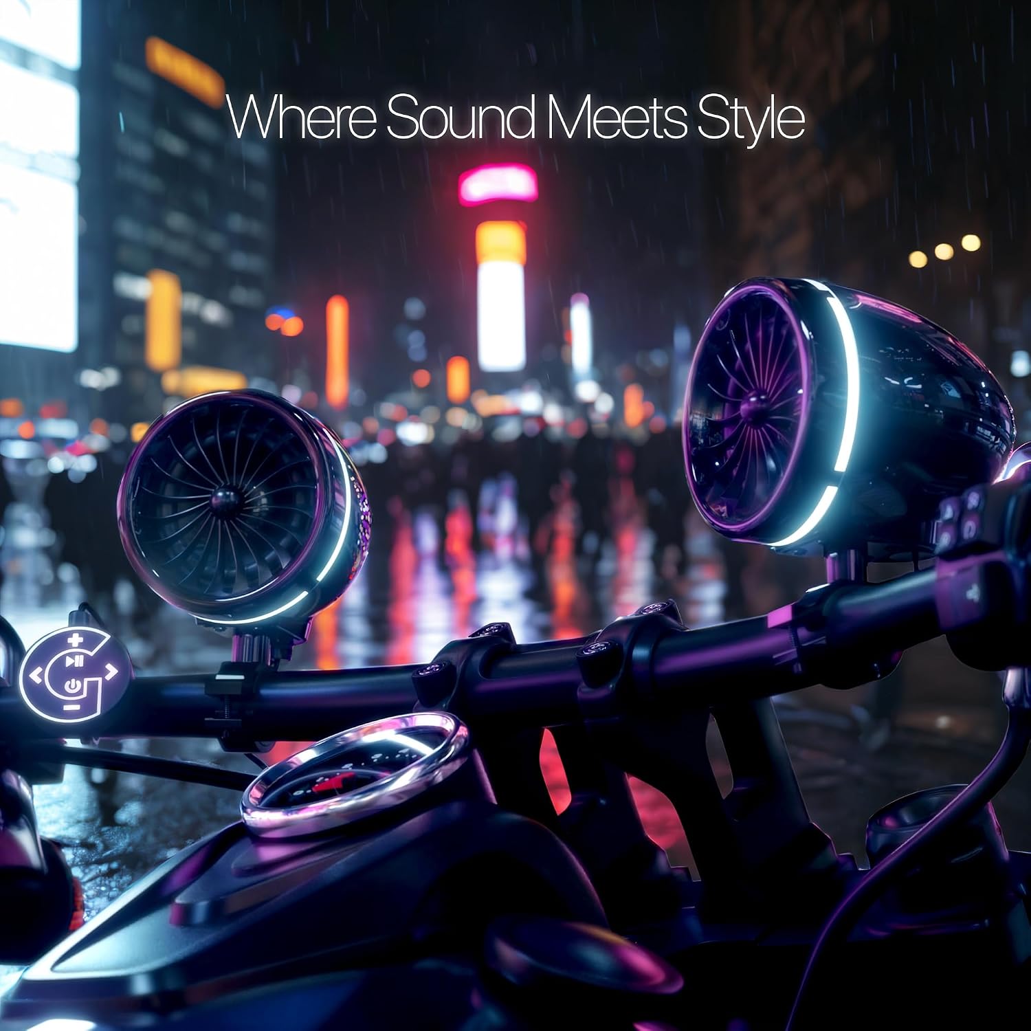 GoHawk 4 Inch Motorcycle Bluetooth Speakers Motorcycle Radio with LED Ring