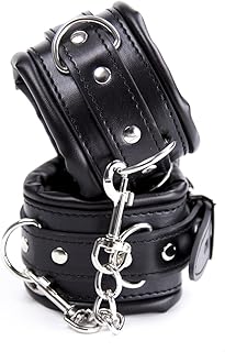 Adjustable Handcuffs Wrist Ankle Bracelets SM Adult Plush PU Leather Bondage Fetish Handcuffs kit Cuff Restraint Set Sex Toy (Wrist)