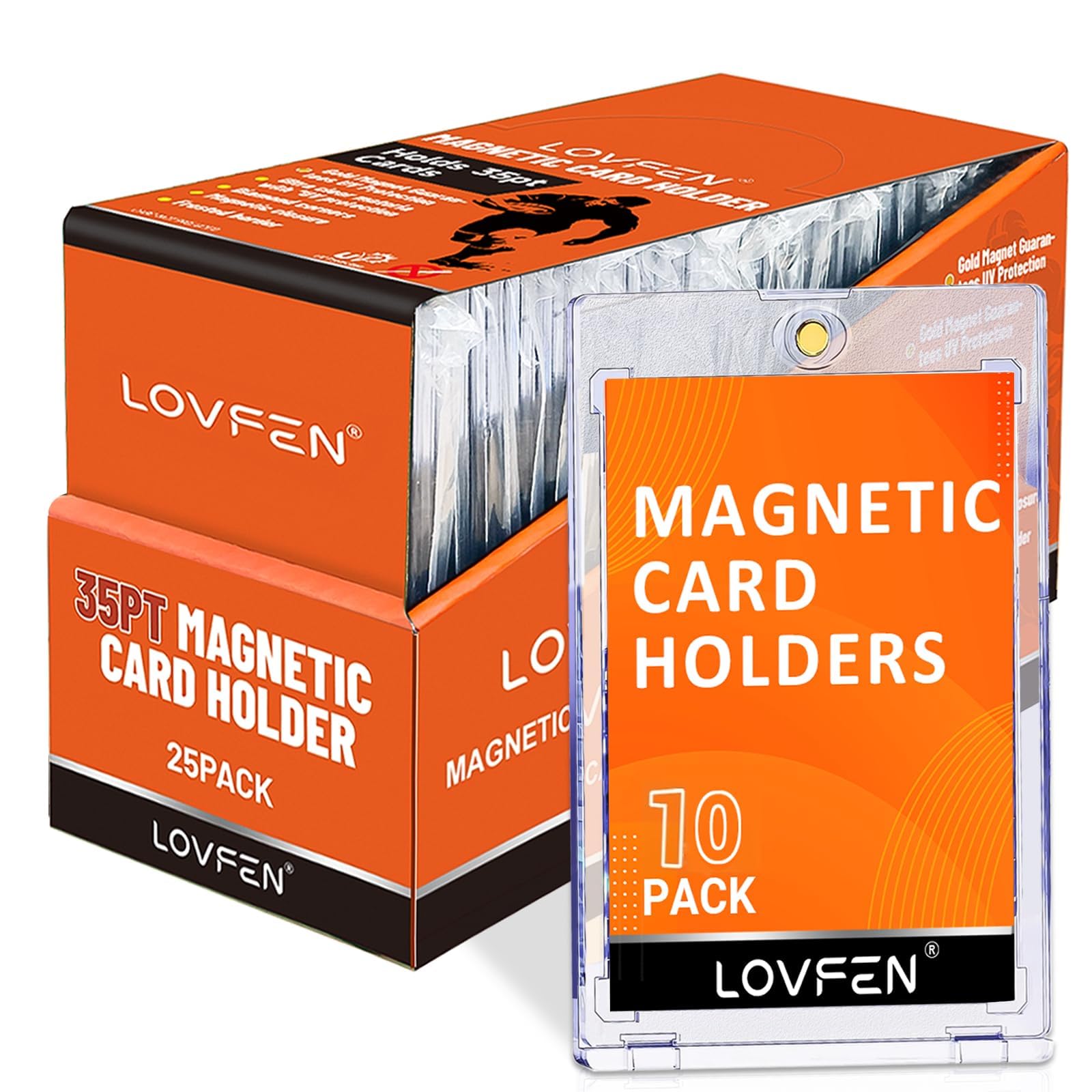 15ct Thick Magnetic Card Holders for Trading Cards, 35pt Heavy-Duty Hard Cards Sleeves Case, U-V Protection& Waterproof Hard Plastic Card Protectors Fit for MTG Sports Baseball Game Cards — image 1