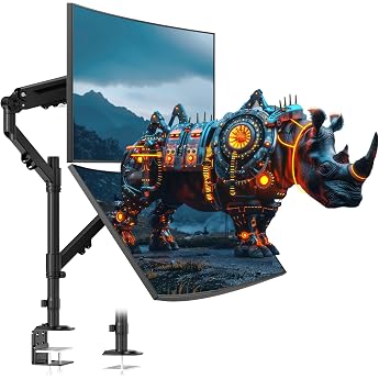 Monitor Mount for 2 Monitors for 17-40 Inches Holds up to 12 kg Monitor Arm for 2 Monitors Vertical/Parallel Placement with Clamp and Sleeve Attachment VESA 75/100 mm