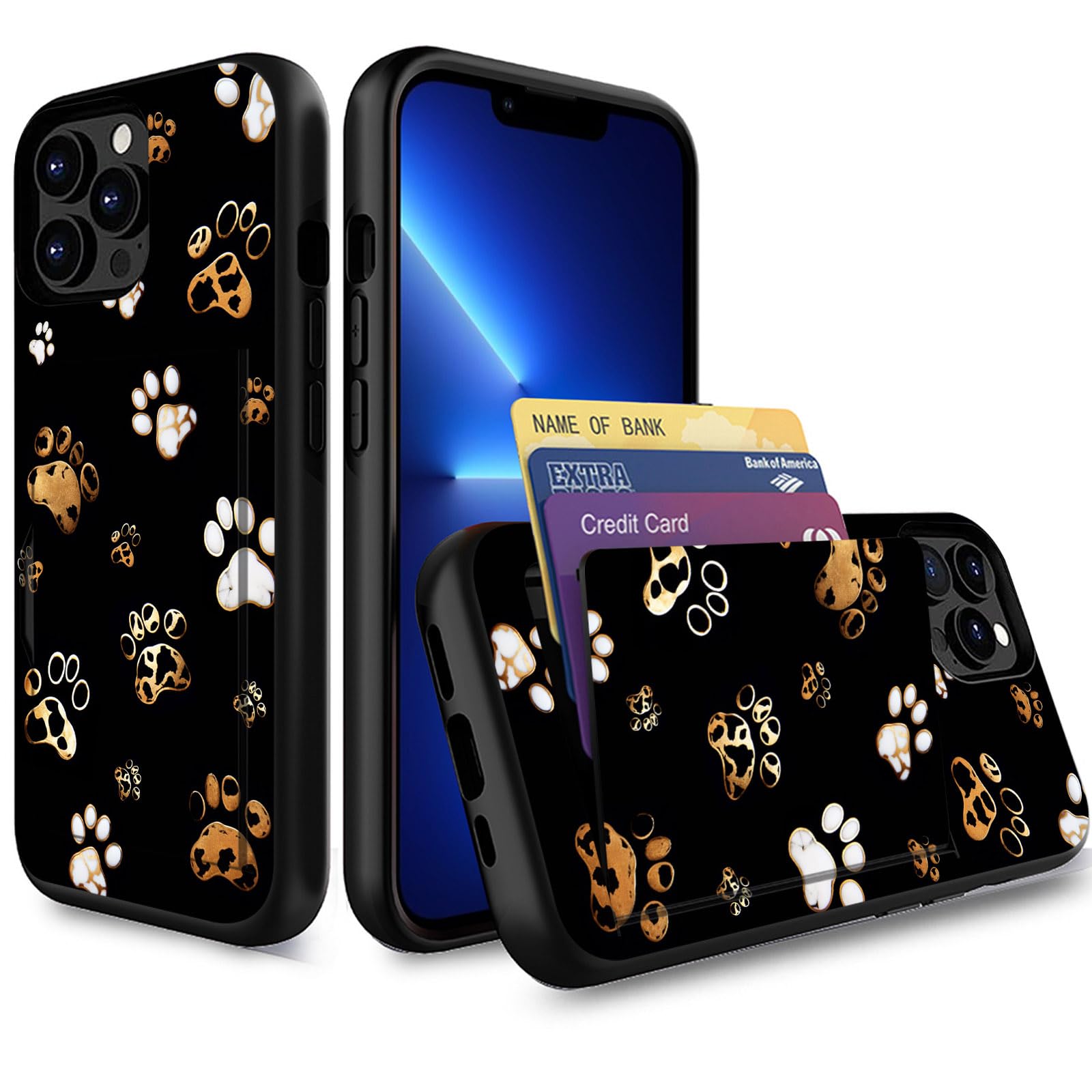 wiaekosef for iPhone 15 Pro Case,Wallet Case Credit Card Holder Dual Layer Hybrid Shockproof PC + TPU Case Cover for iPhone 15 Pro 6.1 inch 2023,Cute