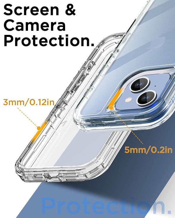AICase Clear Case for iPhone 15,Heavy Duty Durable 3-Layer [Not Yellowing][Military Grade Drop Protection] Shockproof/DropProof Protective Cover for iPhone 15 6.1" 2023 by AICase - Used condition - Image 6