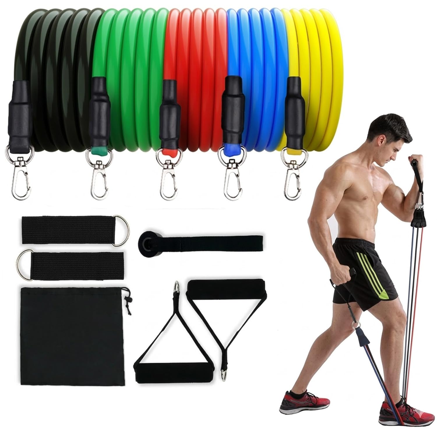 Resistance Bands Set 11 Pcs Exercise Tubes with Handles for Fitness Gym