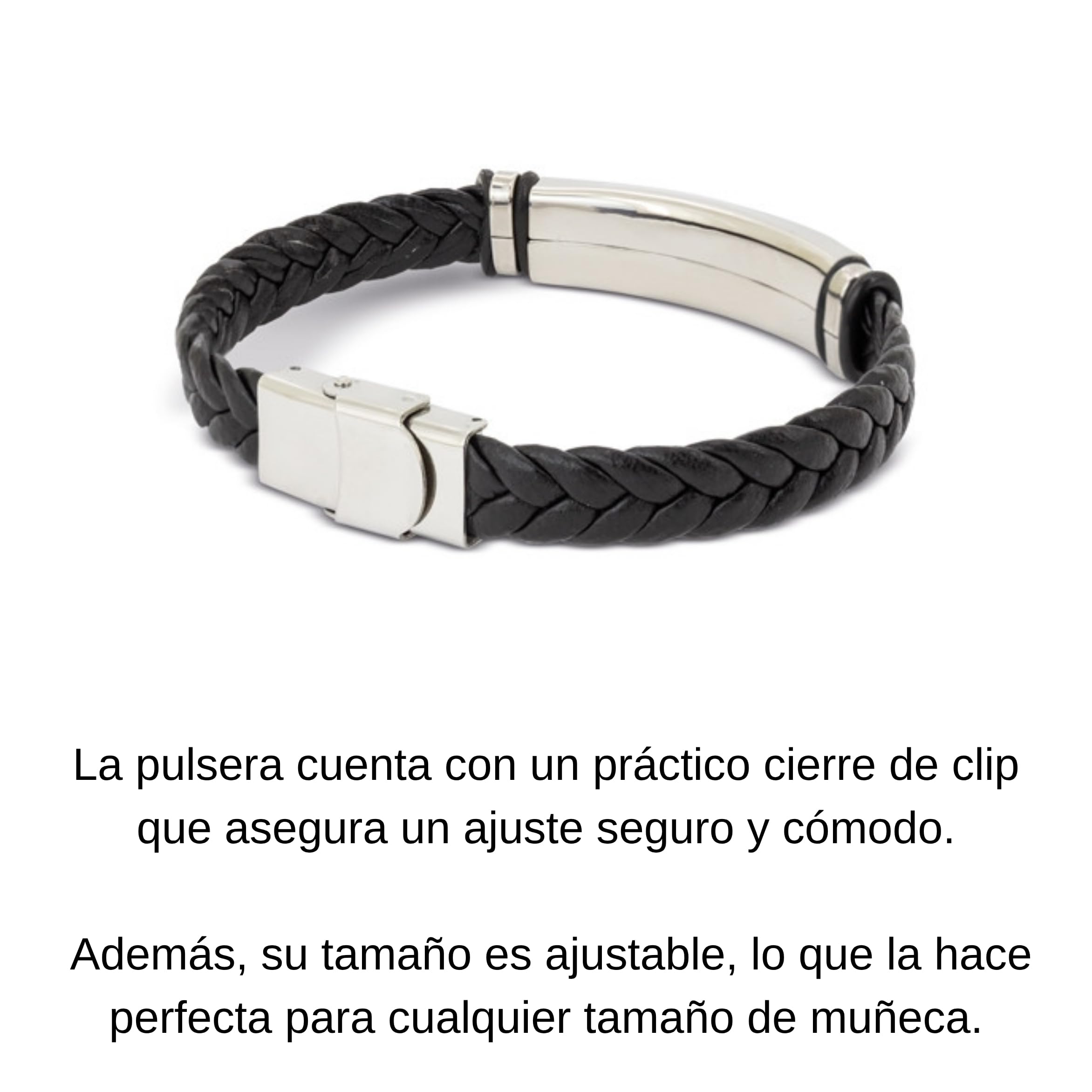 Genérico Pulsera ajustable en acero y cuero - Escudo VALENCIA C.F. - Presentada en caja para regalo - Regalo para hombre o mujer