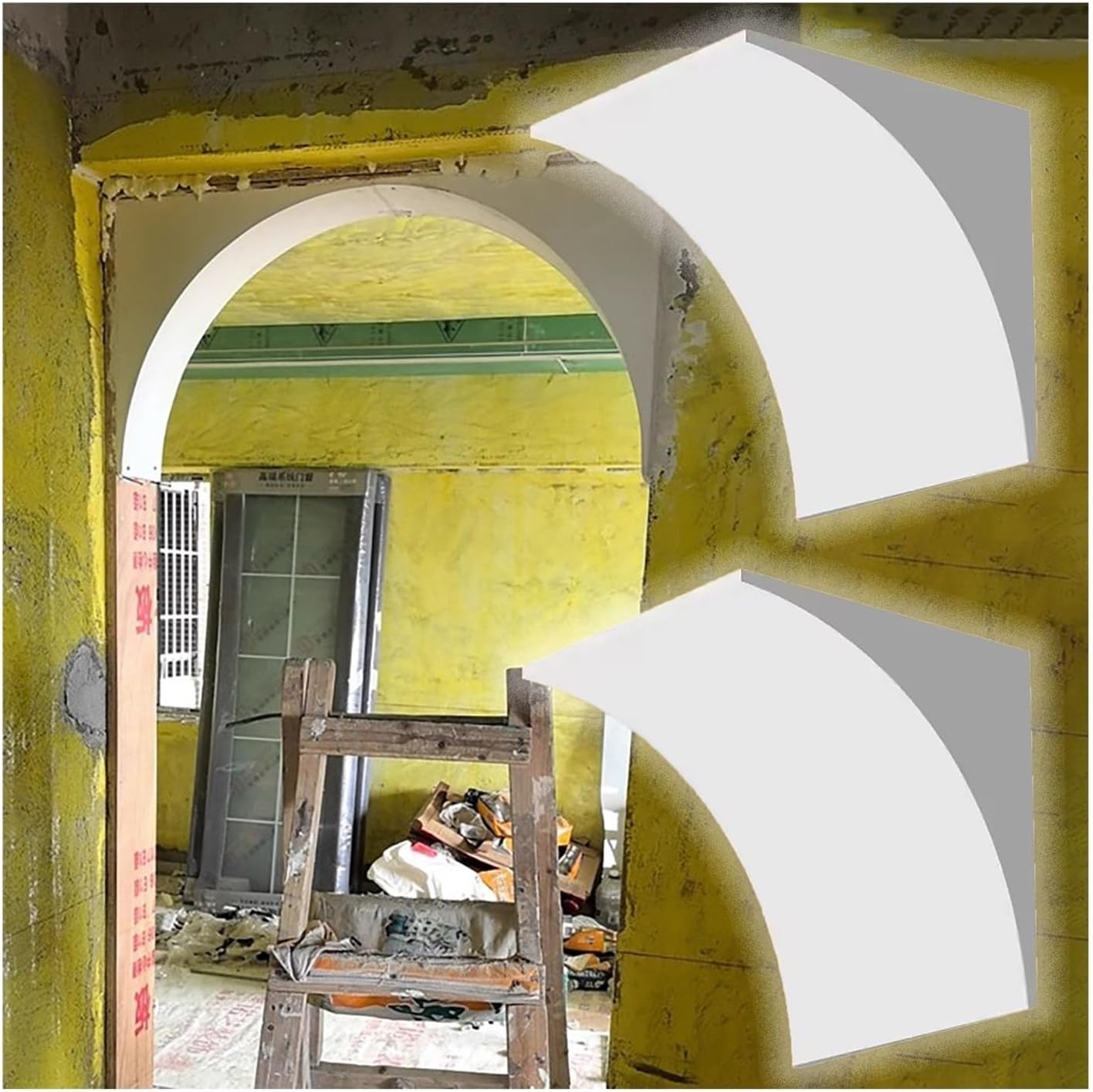 Paintable Round Archway Kit - 2-Pack High-Density Foam Trim Molding for Half Circle Door Tops, DIY Installation for Elegant Entryways (53x53x53cm)
