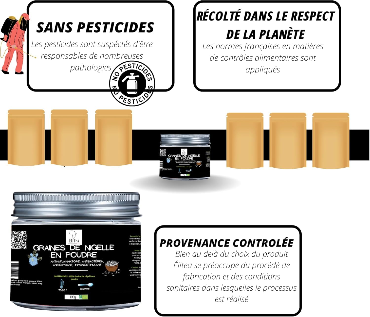 2X Poudre de graine de Nigelle Pure et de Qualité Supérieure Sans Additifs Cumin Noir Graines Moulues 100g Cuisine Cosmétique Bien-être Infusion Smoothie Superaliment DIY D'Origine Naturelle Vegan