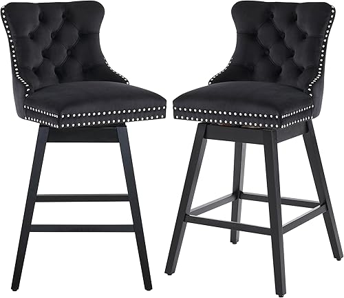 Miniatura 9 de Fahomiss Taburetes de bar con altura de mostrador, 360 taburetes de bar giratorios gratis con respaldos, sillas tapizadas de tela de terciopelo de