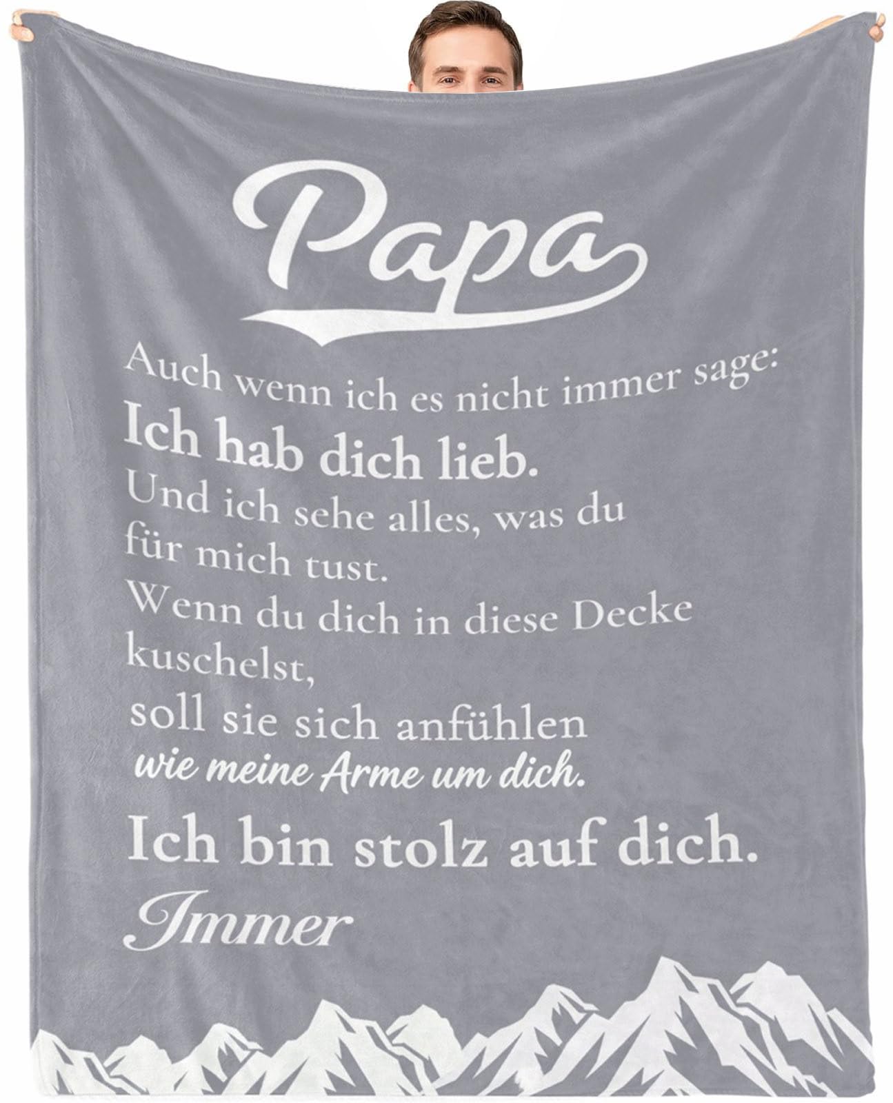PJLJC Kuscheldecke Geschenke für Mama „Meine Arme um Dich. Immer.“ – 130x150 cm Super Weiche Flanell-Decke, Persönliches Geschenk für Muttertag & Geburtstag