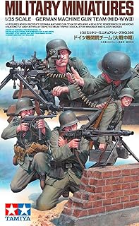 TAMIYA 35386 1:35 Figure Set German MG Troops (5) with WW2 Faithful Replica, Model Building, Plastic Kit, Crafts, Hobby, Gluing, Model Kit, Assembly, Unpainted