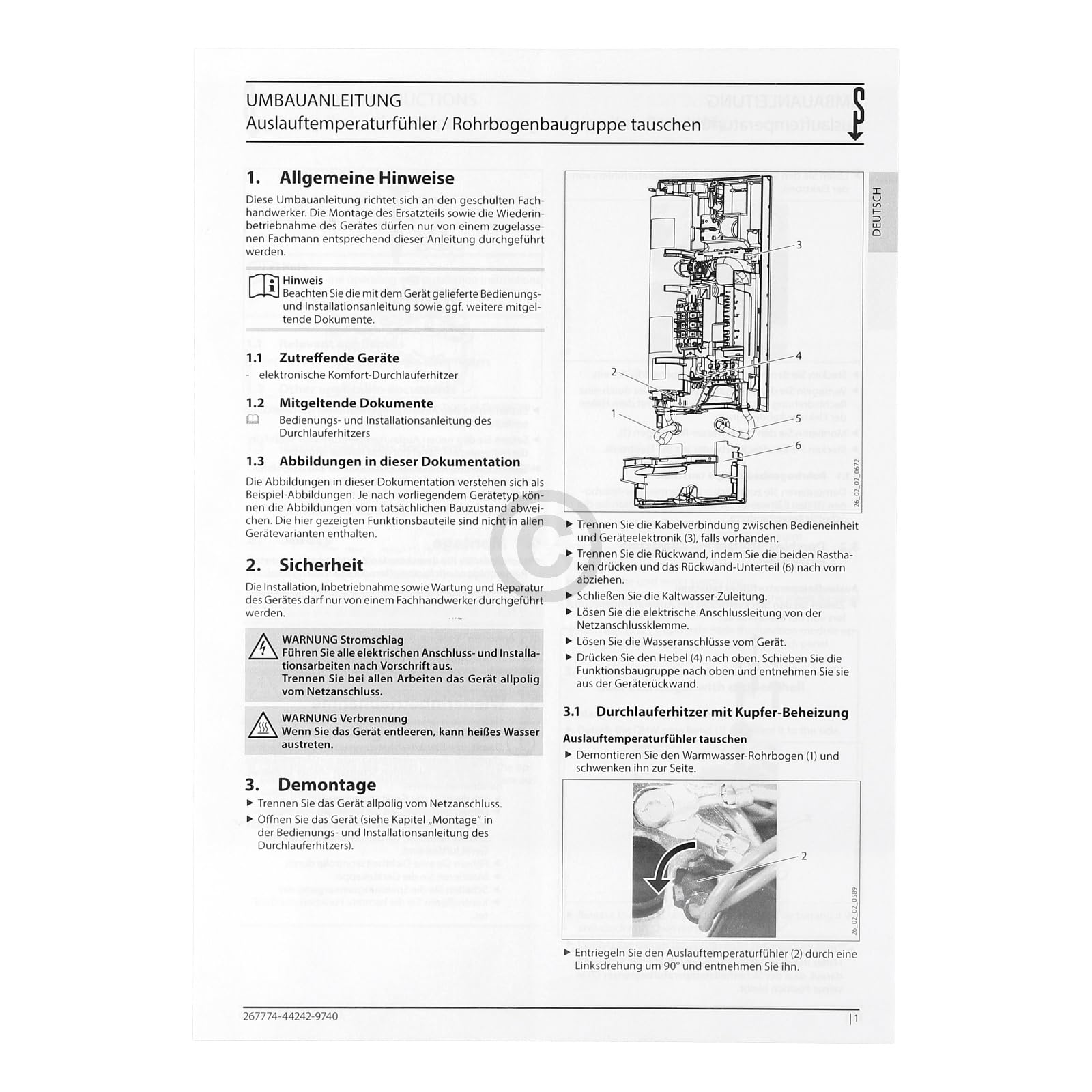 Temperaturfühler kompatibel mit STIEBEL-ELTRON 220503 NTC Sensor für Heißwassergerät Durchlauferhitzer