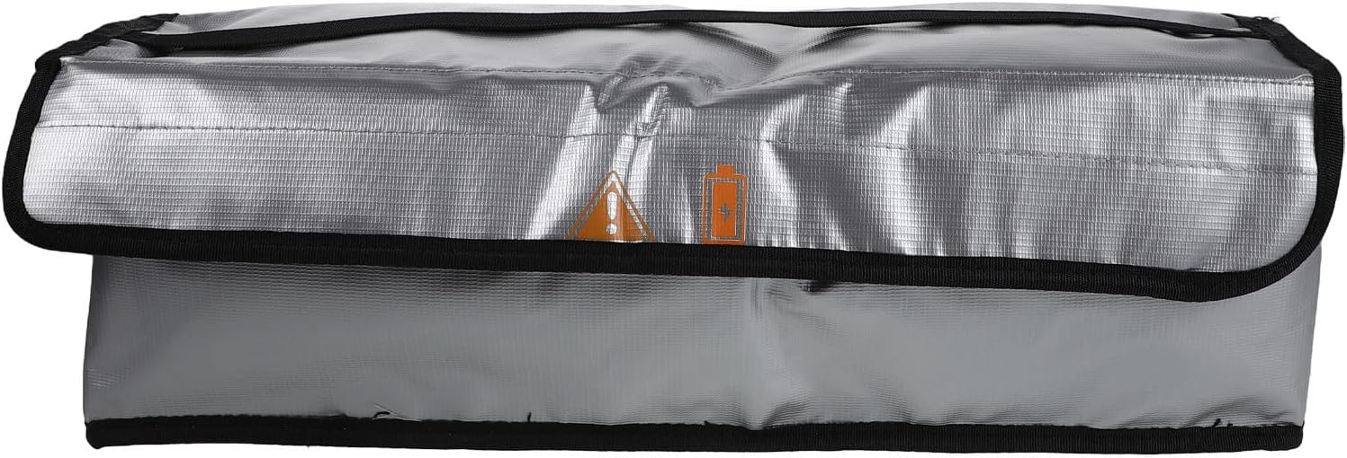 Fireproof Lithium Battery Safe Storage Bag with Handle, Heat Resistant PVC Material, Multilayer Fireproof and Isolation System, Easy to Carry for Travel and Battery Charging,