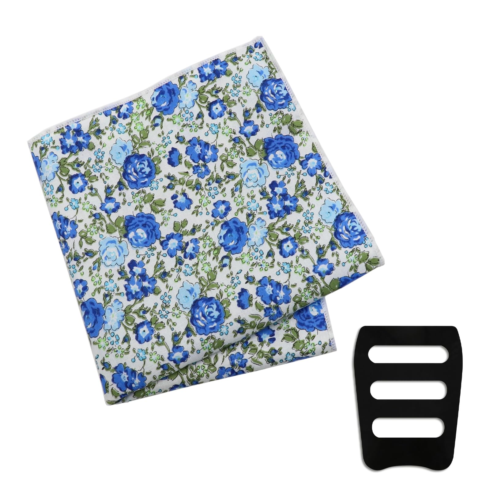 Floral Pocket Squares for Men with Holder Printed Flower Mens Handkerchief Cotton Suit Pocket Hanky for Wedding