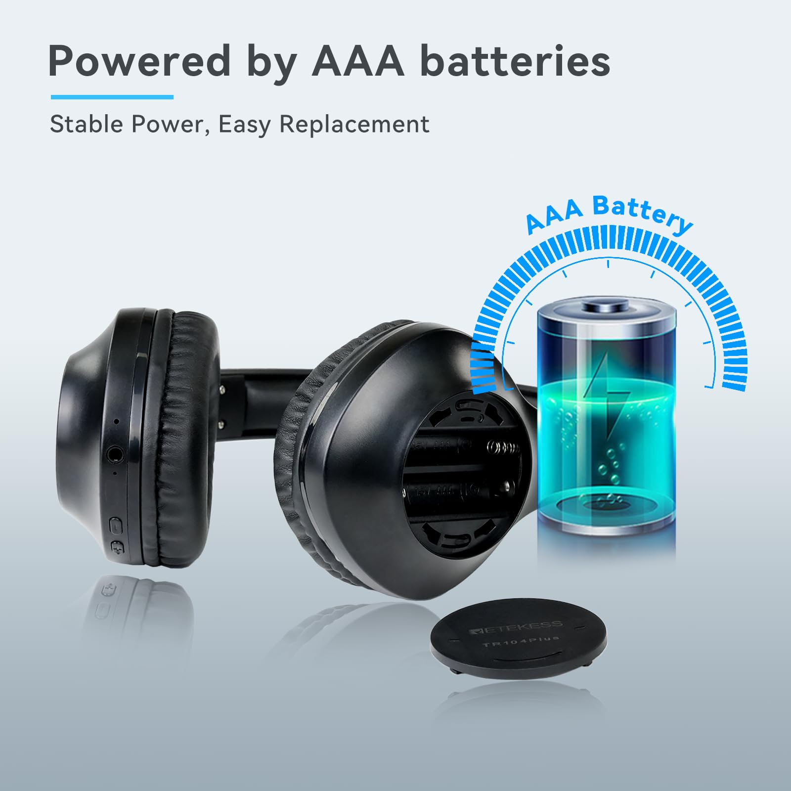 Retekess TR104P Cuffie Radio FM, Pieghevole Cuffie Over Ear, Ricevitore FM, Supporto Ingresso AUX Alimentato a Batteria,Adatto per Studenti che Studiano e si Esercitano