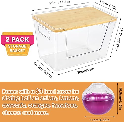 Miniatura 2 de Juego de 2 organizadores de despensa de cocina y contenedores de almacenamiento con un protector de cebolla para nevera, papa, frutas, productos,