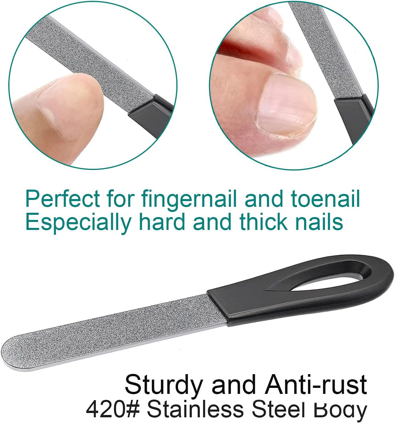 VOGARB Toe Nail Files for Thick Nails 3.6inch Small Double Sided 180 Diamond Grits Metal Emery Boards Stainless Steel Toenail File with Case - Image 5