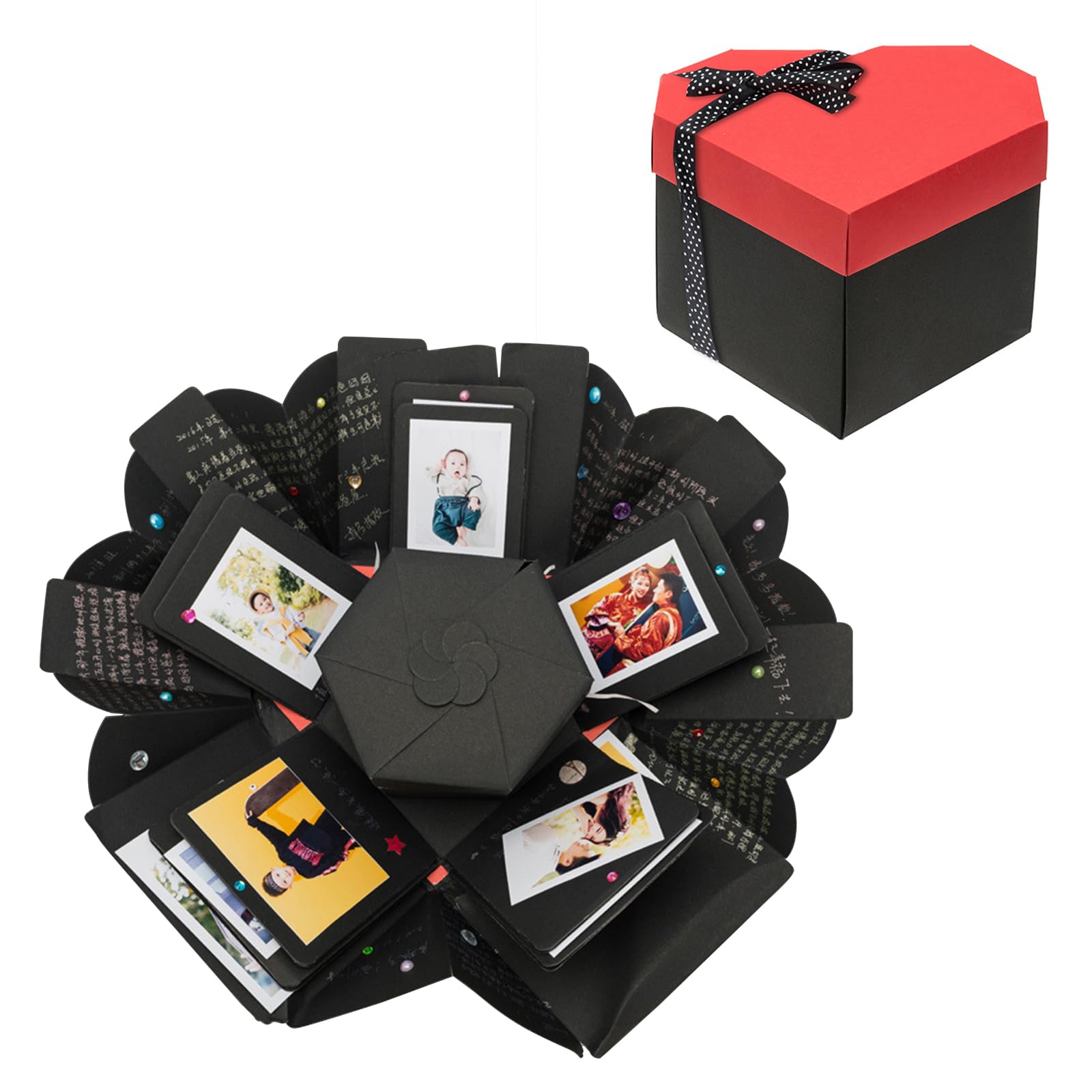 ENLACE Pudełko niespodzianka w kształcie serca, pudełko na prezent, album fotograficzny "zrób to sam", ręcznie robiony scrapbooking, pudełko eksplozyjne na urodziny, Boże Narodzenie, rocznicę,