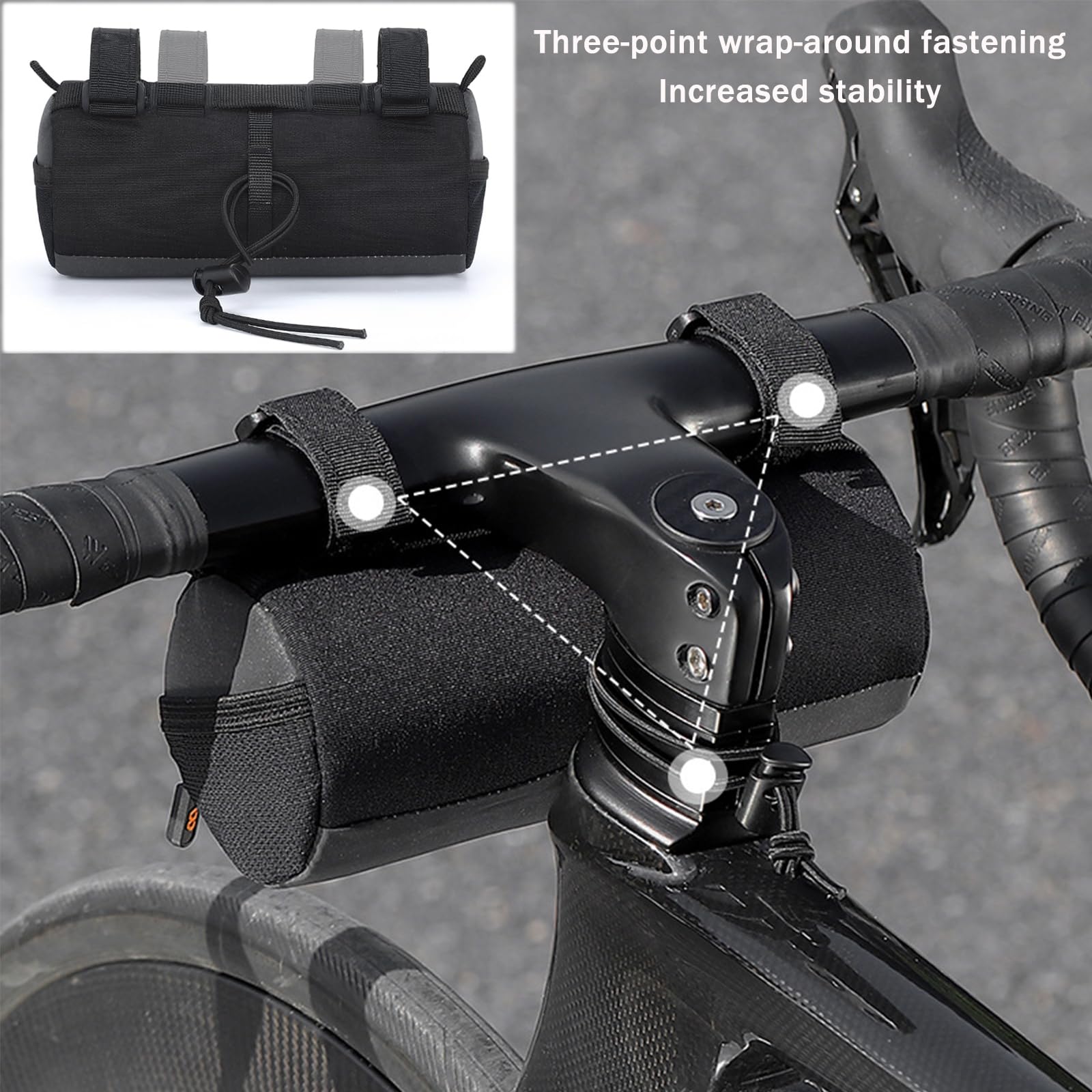 Borsa Manubrio Bici Accessori Bici, Manubrio Bici Borsa con Tracolla, Borsa Manubrio Moto Borse Bici per Mountain Bike e Bici Da Strada, Nero 1L