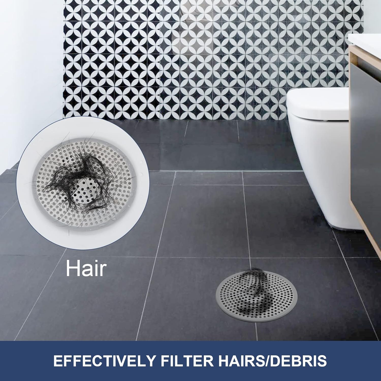 WINDALY 3 Pack of Shower Drain Hair Catcher, Bathtub Drain Protector