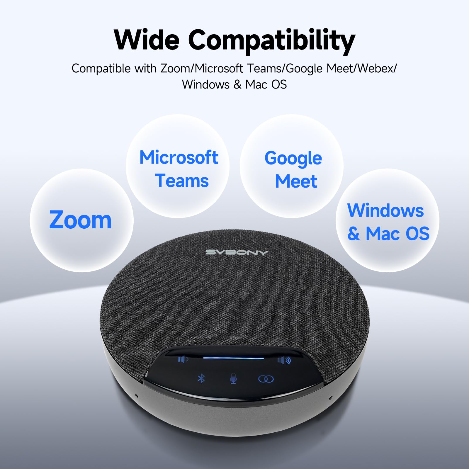 SVBONY SVN O1 Conference Microphone a Doppio Canale con Cancellazione del Rumore 3A+AI, 4 Microfoni per La Ripresa Vocale a 360°, 3 Connettori Plug-&-Play per Sala Conferenze di Medie Dimensioni