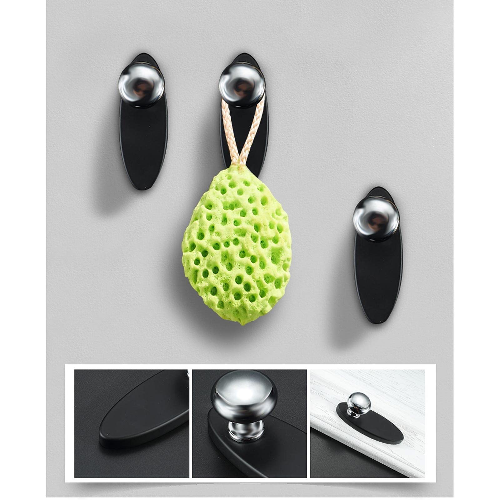 Bastidores de abrigos Ganchos montados en la pared Ganchos Robe Ganchos Capa de percha de tela Ganchos de metal contemporáneo for baño Garaje de cocina Percha de una sola capa 4 piezas (negro) Rack de