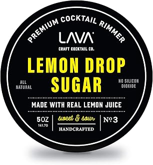 LAVA Premium Lemon Drop Sugar Cocktail Rimmer, All Natural Rimmer Sugar, Sweet & Sour, Real Lemons, Pure Cane Sugar, No Silicon Dioxide, with Easy Screw-On Lid - 5oz