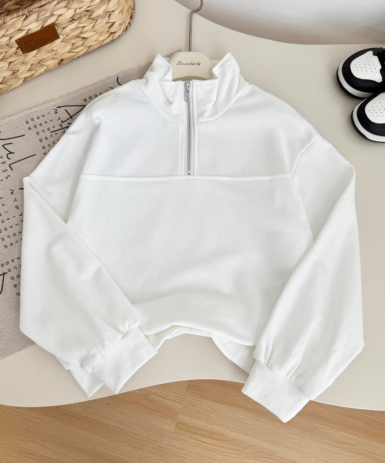 NEW 6-14Y Girls Half Zip Sweatshirt Oversized Quarter Zip Pullover Soft Cotton Long Sleeve Top - Image 3
