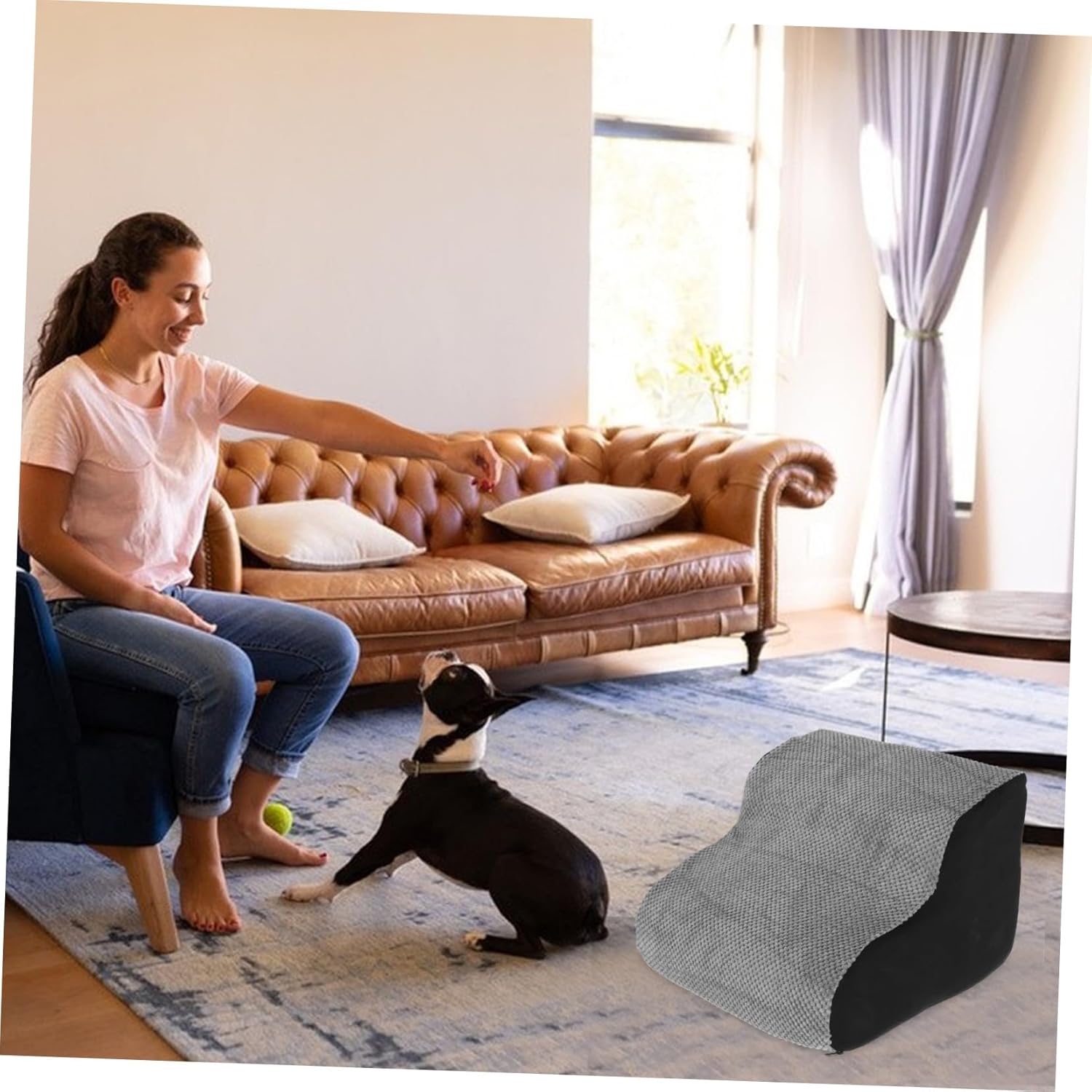 Dog Stair Ramp for Pets Soft Comfortable Steps for Easy Climbing Couches and Beds Non-Slip Design Lightweight and Portable Two-Step Pet Ladder for Dogs and Cats