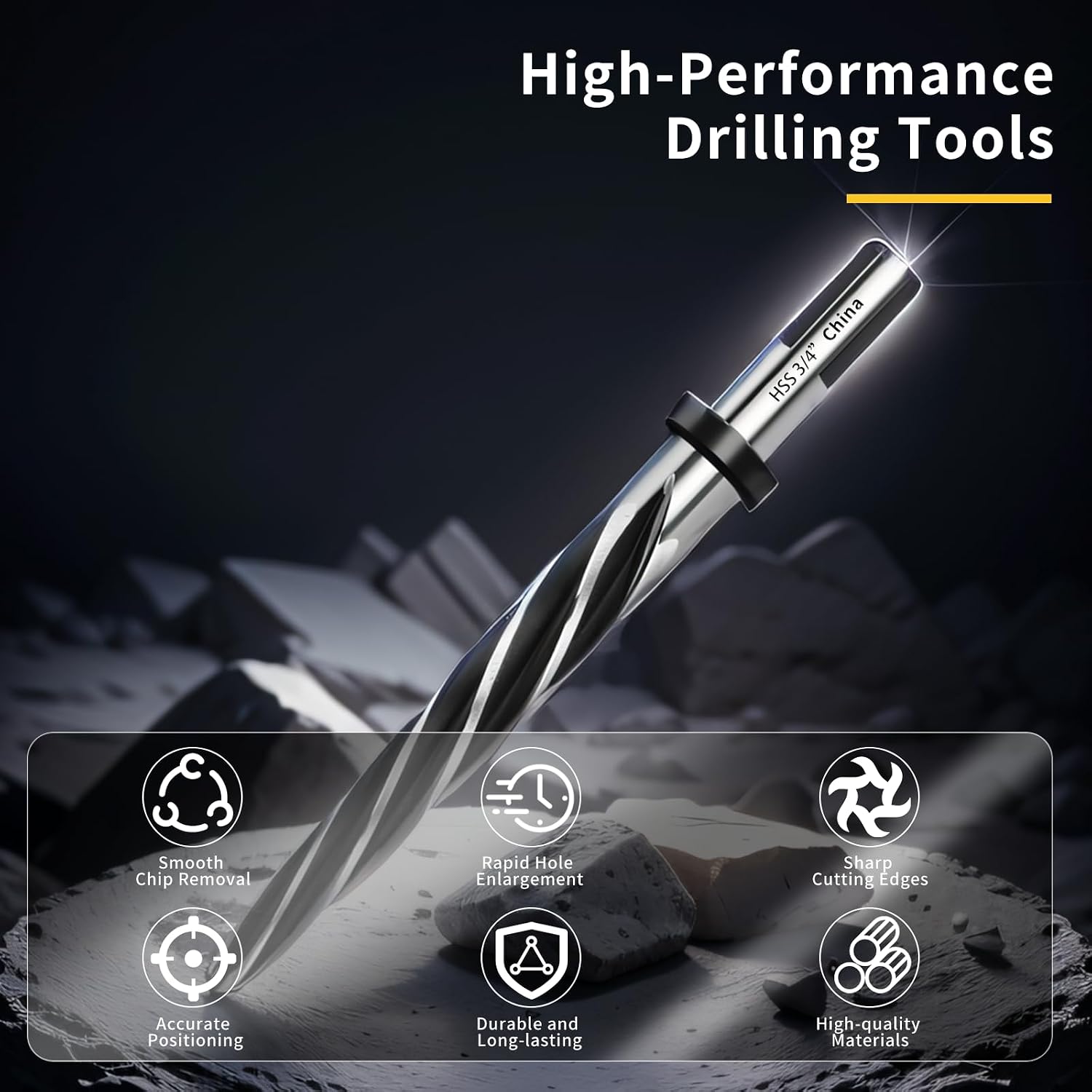 3/4” Reamer Drill Bit,M2 HSS Tapered for Metal Steel Wood Plastic,3/4” Bridge Construction Reamer with 1/2" Non-Slip Shank,5-Spiral Flutes Reamer Drill Bit to Align or Enlarge Holes