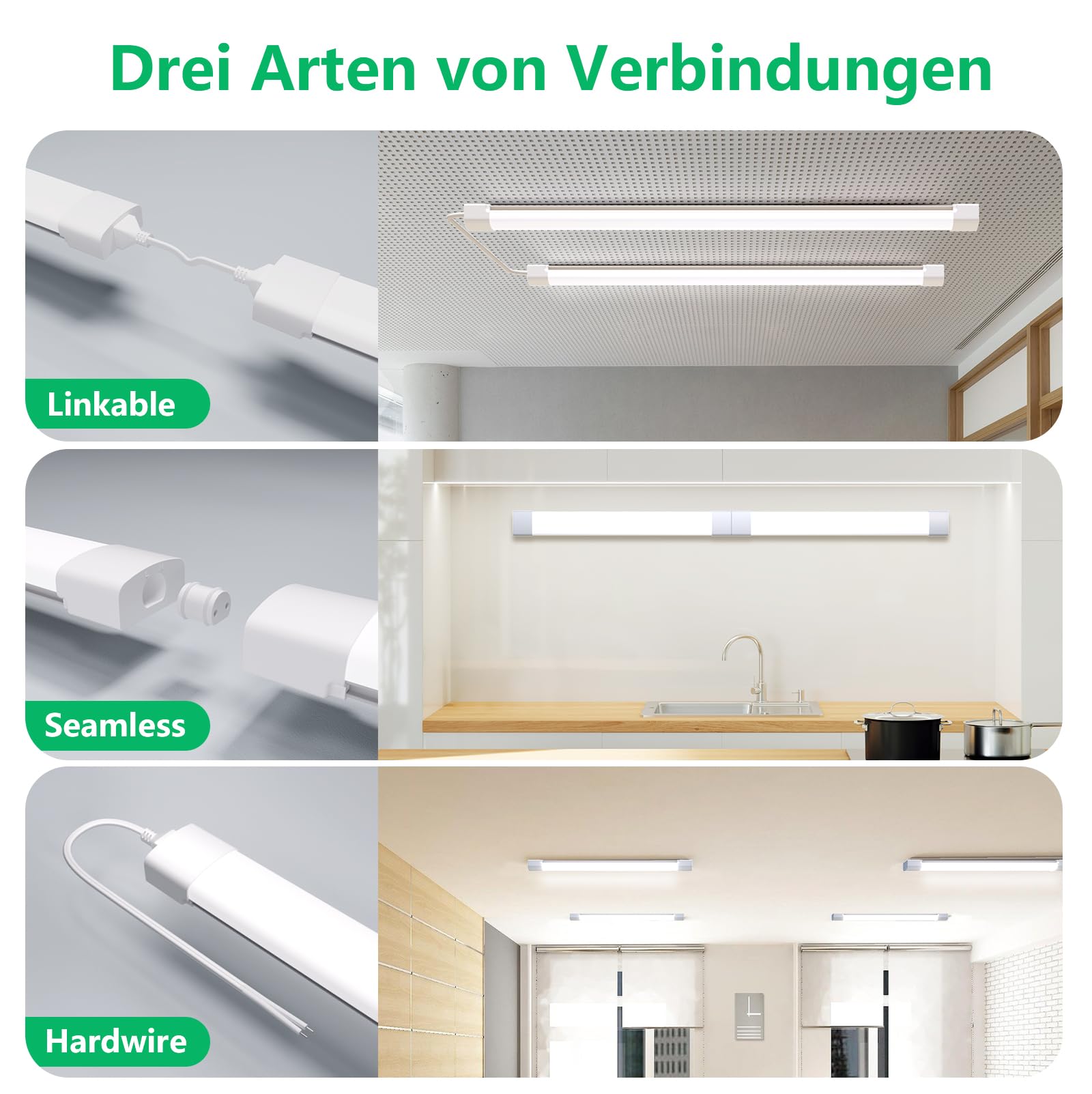 Modlicht Lámpara LED para ambientes húmedos, 120 cm, 5000 K, luz blanca fría, 36 W, 3960 lm, tubo en serie, IP65, resistente al agua, para taller, sótano, baño, oficina, almacén, garaje, 2 unidades
