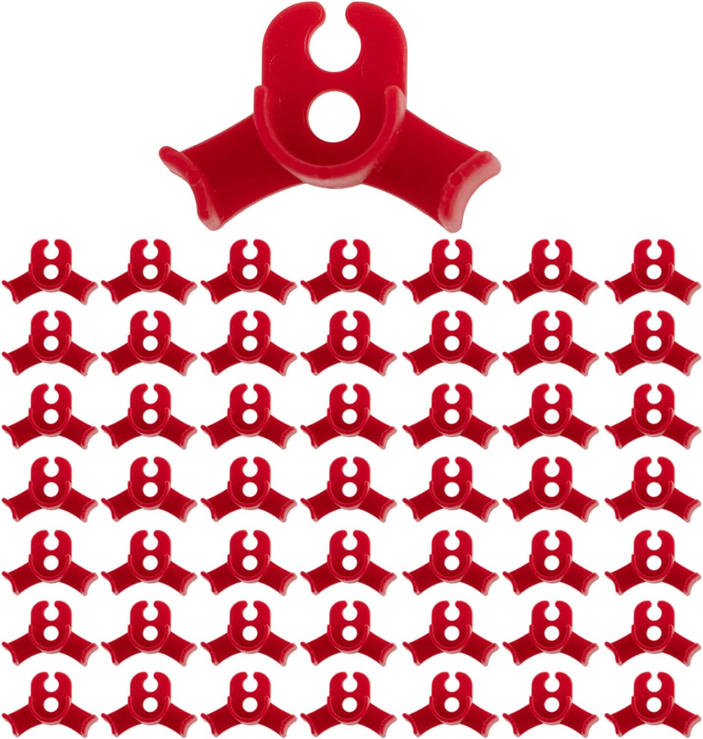 50 Pcs Adjustable Plant Stem Training Clips - Low-Stress Plant Bender Clips for Climbing Plants and Buds - 90 Degree Angle Support Clips (Circle Style, Red)