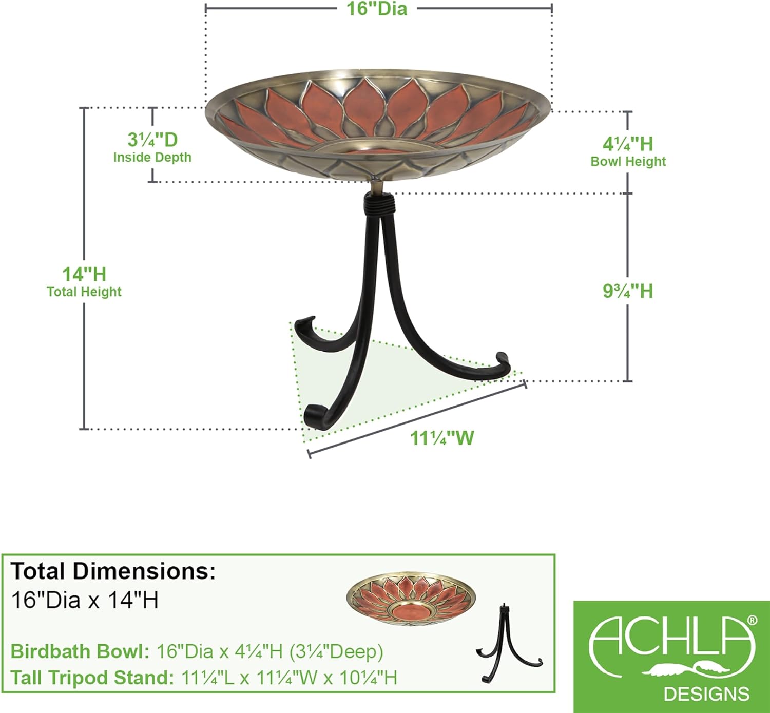 Red African Daisy Birdbath- Tripod Stand