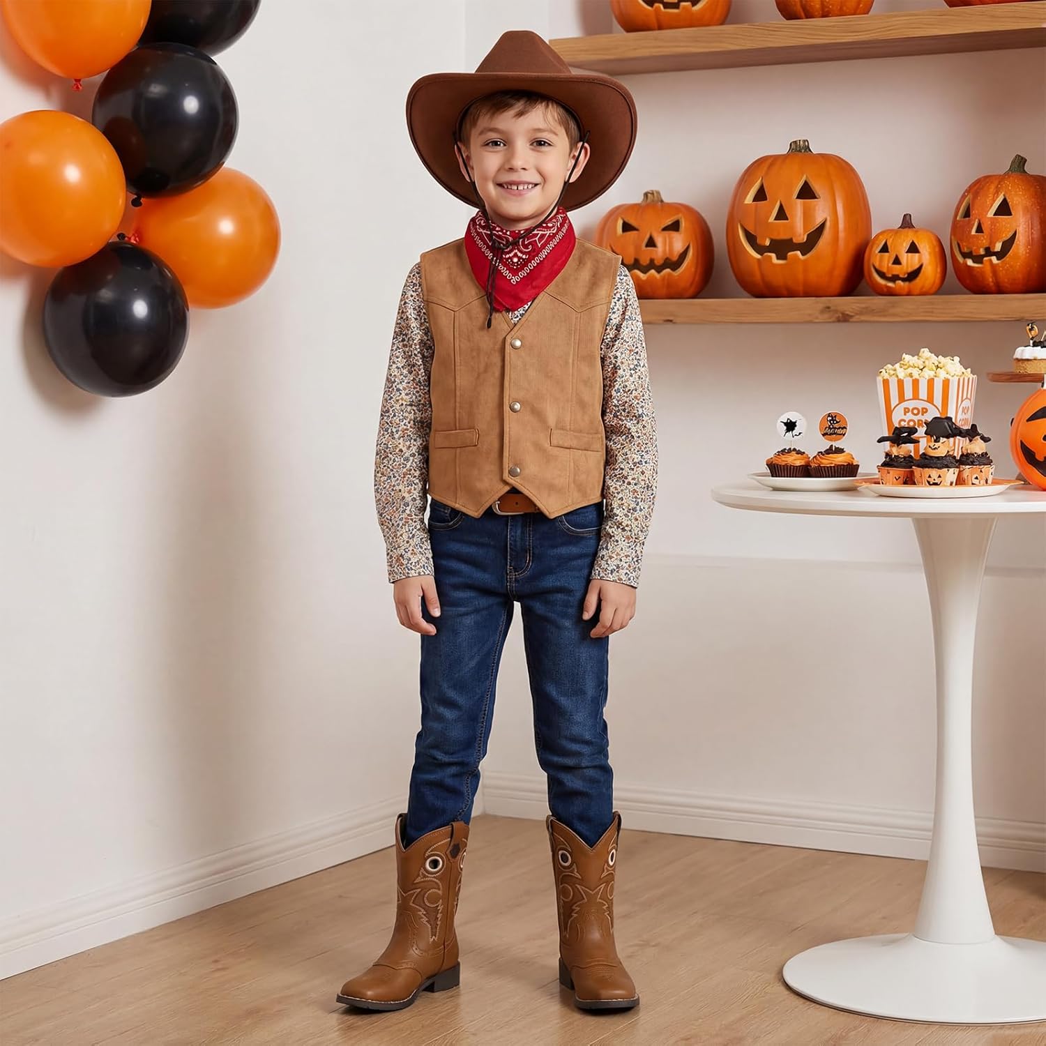 Rollda Boys Cowboy Boots Kids Western Boots Square Toe Girls Cowgirl Boots for Toddler/Little Kid/Big Kid - Image 3