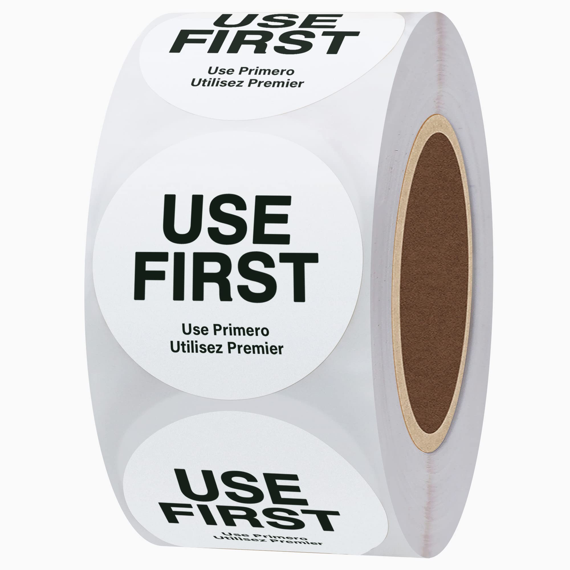Hylabelest USE First Trilingual Removable Label 1.5 Inch Total 500 Labels Per Roll (1, White, 38mm) — image 1