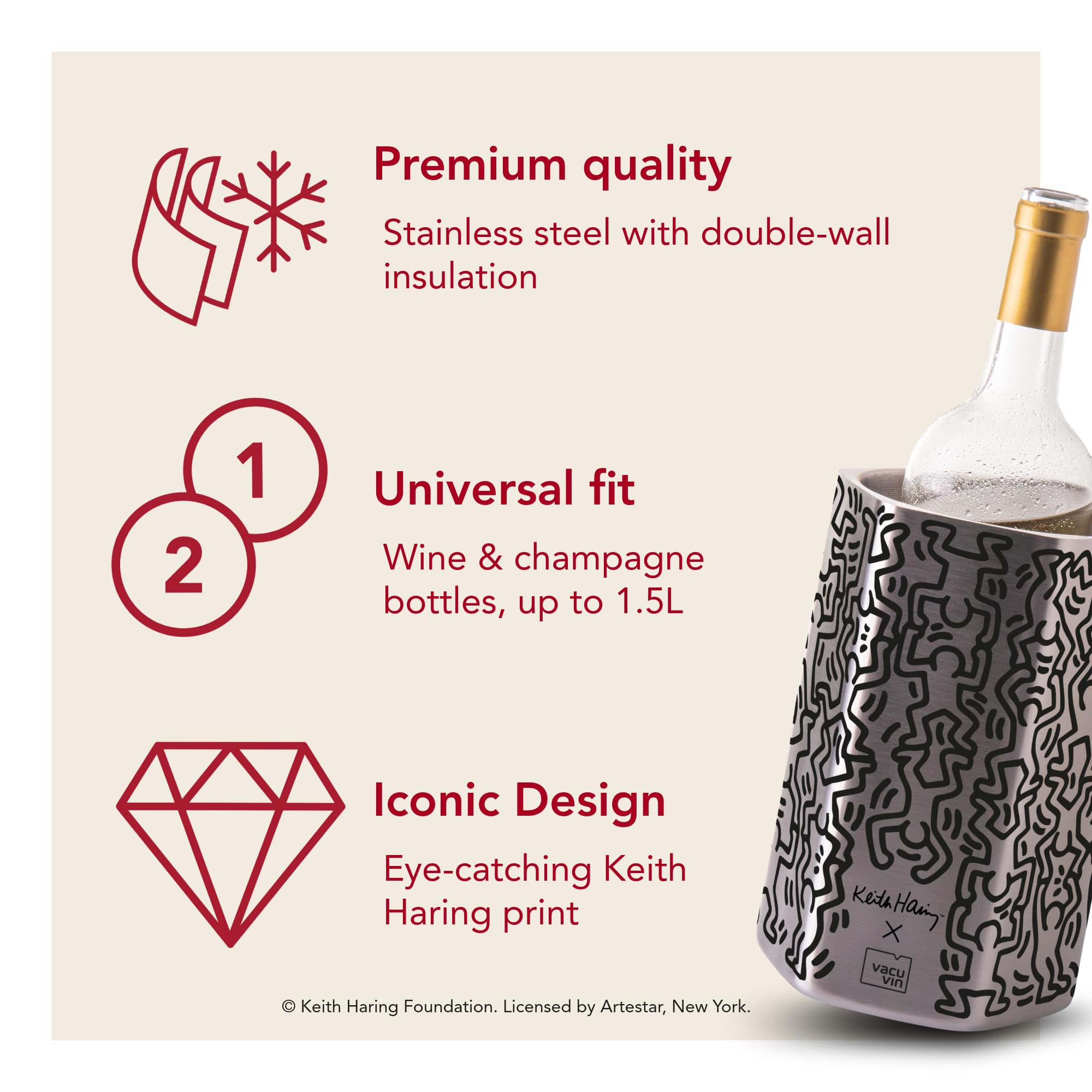 Vacu Vin Wine Chiller – Wine Cooler Bucket – HIVE Keith Haring – 1 Pack — Amazon image 5